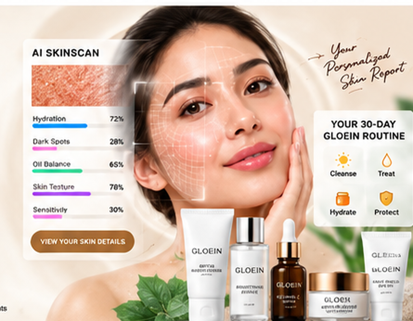 GLOEIN AI SkinScan personalized skincare visual